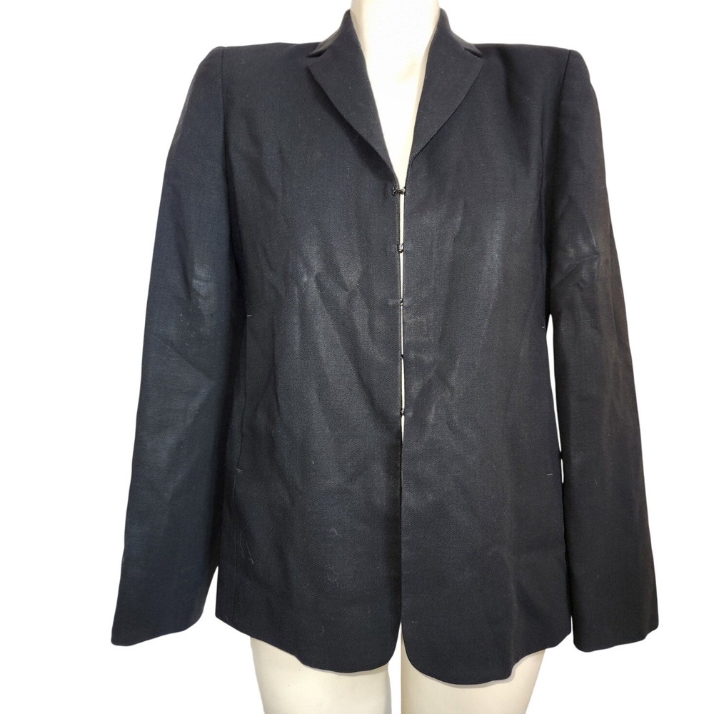 Banana Republic Made in Italy Black 100% Wool Hook Eye Blazer Jacket Womens 6